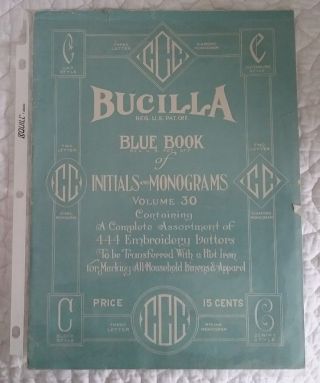 Vintage Bucilla Blue Book Initials & Monograms 1921 Hot Iron Transfers Letter C