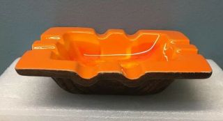 VINTAGE MID CENTURY Ceramic Orange Brown Ashtray 1604B USA 2