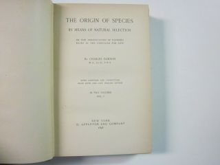 Two (2) Vol Set - The Origin of Species by Charles Darwin 1898 Authorized Editio 4