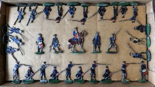 Vintage Zinnfiguren Wollner Flat Toy Soldiers 30mm.  Prussian Infantry Of The Syw