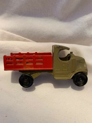Vintage Tootsietoy Diecast Mack Truck Green With Red Bed
