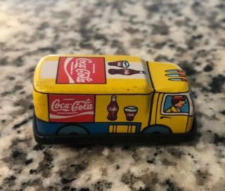 Vintage 1.  5 " Japan Stamp Tin Red Yellow Coca Cola Coke Delivery Truck