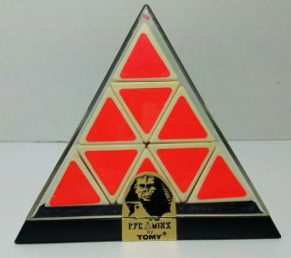 Tomy Pyraminx Vintage 1981 Pyramid Puzzle W/ Box Case 7009