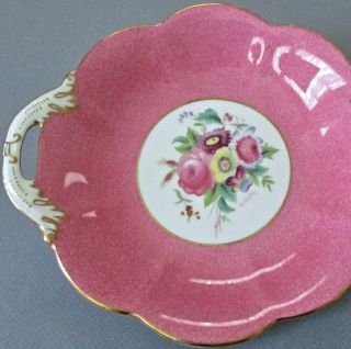 Vintage Coalport Porcelain Pink Handled Dish Centerpiece Bouquet Of Flowers