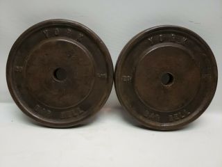 York Barbell 20 Lb Weight Plates Standard 1 1/16 " Holes 2 = 40 Lb Vintage (797)