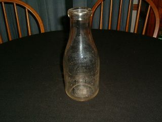 Vintage Midwest Dairy Products Co One Quart Glass Milk Bottle Duquoin Il C.  1930s