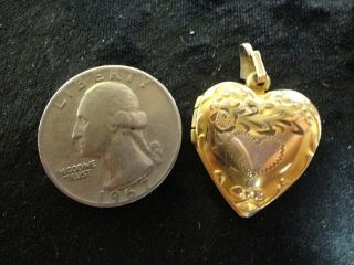 Vintage Double Heart 1/20 10k Gold Filled Heart Locket W.  Paper Insert