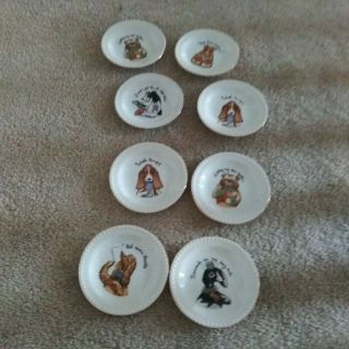 8 Vintage Ardalt Japan Dog Playing Cards Porcelain Miniature Plates 4 "