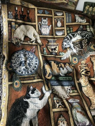 Vtg Cats Kitten Blanket Throw Tapestry 45 X 53