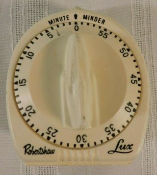 Vintage Robert Shaw Lux Minute Minder Timer With Rocket Dial White Kitchen