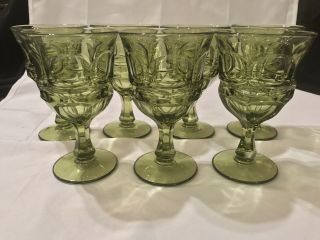 Vintage Fostoria Argus Green (set Of 7) 6 3/8 " Tall Goblets