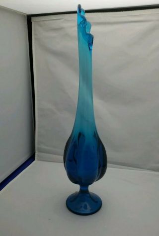 Vintage Viking Glass Epic Six Petal Swung Vase Bluenique Blue 15 
