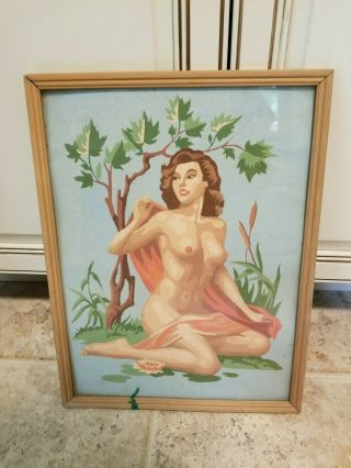 Vintage Paint By Number Nude Framed 16 X 12 Man Cave Art Work