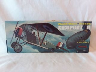 Vintage 1956 Aurora Nieuport Ii World War I French Plane 1/4 " Scale Model Kit