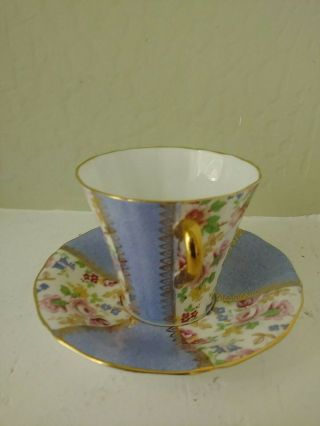 Vintage Adderley Bone China Teacup & Saucer Set Tea Cup Floral Panels Gold Trim 3