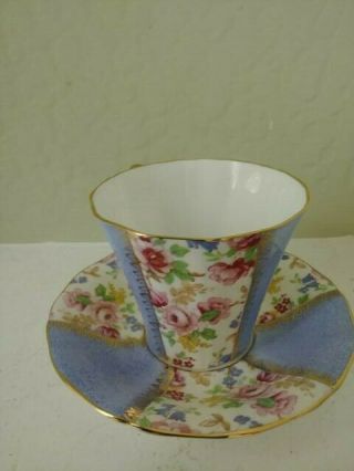 Vintage Adderley Bone China Teacup & Saucer Set Tea Cup Floral Panels Gold Trim 4