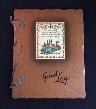 Vintage Wooden Guest Log Book