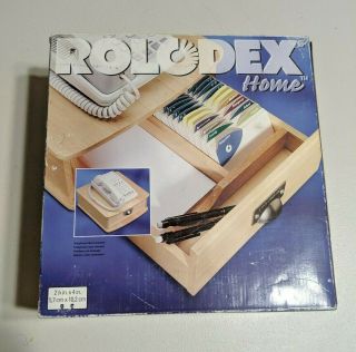 Vtg Retro Rolodex Wooden Desktop Drawer Organizer Minty W/ Box