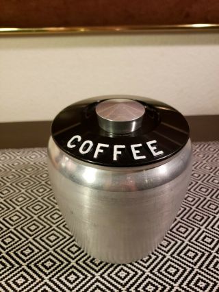 Vtg Mid Century Retro Deco Style Kromex Spun Aluminum Lidded Coffee Canister Can