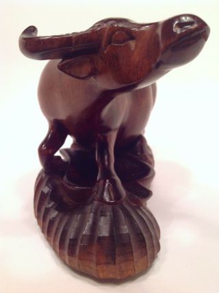 Vintage Ox Bull Carved Wood Pipe Rest Holder Ashtray 5.  5 " High