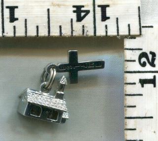 Vintage Sterling Bracelet Charm Church And Cross That Says " Estarl " Oes $12.  99