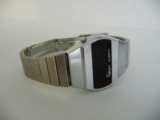 Vintage Trafalgar Red Led Digital Display Wrist Watch; Quartz; Steel Case 1970s