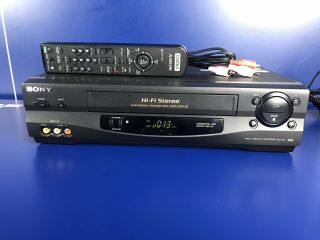 Sony Slv - N55 Vcr Vhs Player Recorder,  Av Cable,  Remote,