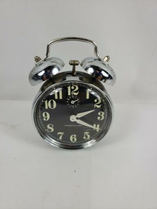 Vintage Westclox Wind Up Alarm Clock Twin Silver Bells Black Body