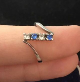 Vintage Jewellery Sterling Silver & Sapphire Blue Crystal Ring Size L