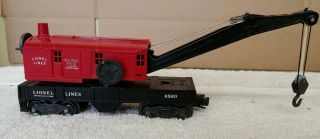 Vintage Lionel 6560 Bucyrus Erie Red/black Operating Crane Car,  No Box (f8)