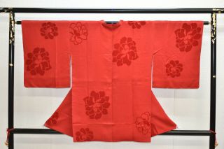 Vintage Silk Kimono Jacket:lovely Dark Red Tree Peony@ym25