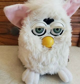 VINTAGE 1998 WHITE FURBY (SNOWBALL) GREEN EYES ELECTRONIC INTERACTIVE TOY 2