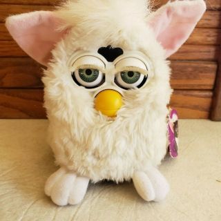 VINTAGE 1998 WHITE FURBY (SNOWBALL) GREEN EYES ELECTRONIC INTERACTIVE TOY 3