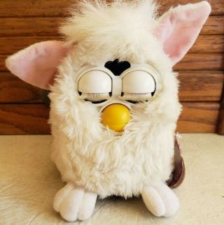 VINTAGE 1998 WHITE FURBY (SNOWBALL) GREEN EYES ELECTRONIC INTERACTIVE TOY 4