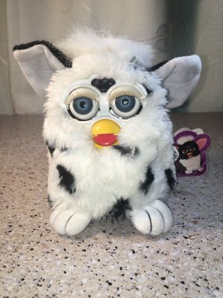 Vtg Furby White With Black Spots 70 - 800 1998 Spotted With Tag