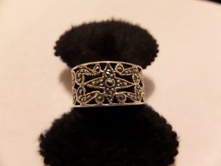 Vintage Sterling Silver Marcasite Band Ring Size 8