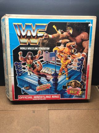 Wwf Wwe Vintage Wwf Hasbro Blue Wrestling Ring " Ages 4 & Up " Box Empty