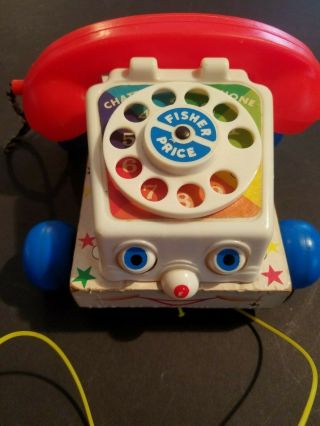 Vintage 1961 Fisher Price Telephone 2063 Pull String Toy Chatter Phone