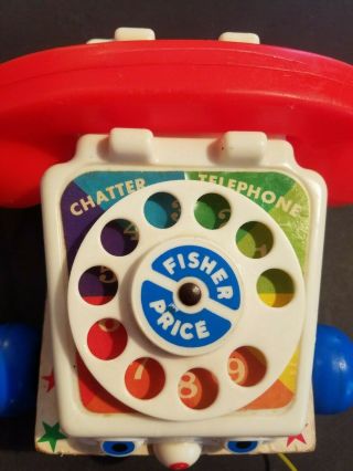 Vintage 1961 Fisher Price Telephone 2063 Pull String Toy Chatter Phone 2