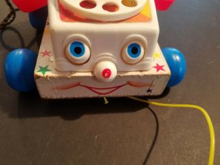 Vintage 1961 Fisher Price Telephone 2063 Pull String Toy Chatter Phone 3