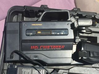 Vintage Memorex SM - 1000 VHS Camcorder in Hard Plastic Case with Extra Battery 3