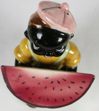 Vintage Ceramic BLACK AMERICANA Boy with Watermelon SALT & PEPPER Shakers Japan 8