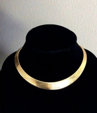 Necklace Park Lane Vintage Gold Tone Signed Classic Choker Fold Over Clasp