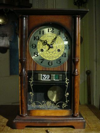 Vintage French Mid - Century Modern Calendar Shelf Or Wall Clock Well