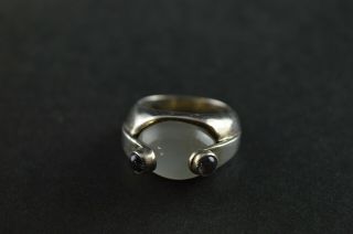 Vintage Sterling Silver White Stone Massive Dome Ring - 12g