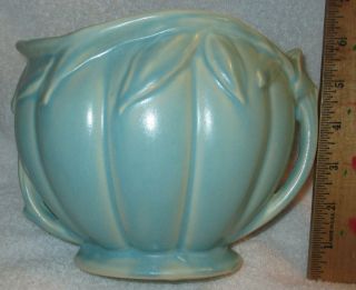 Lovely Vintage Aqua Nelson Mccoy Pottery Vase - 1940s