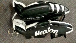 Vintage Pair Heaton Helite 3800 Goalie Hockey Pads 31 
