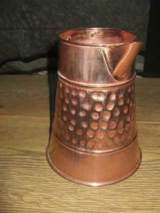 Vintage French Copper Oil Water Jug Stamped Brass Handle Holds 1lt Decorative