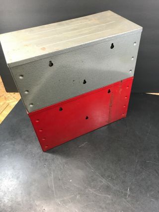 VINTAGE Metal STORAGE BOX BINS TRAYS CABINET DRAWER Red & Gray 6