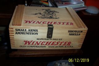 Winchester Vintage Wood Box Small Arms Ammunition Shot Gun Shells East Alton Il